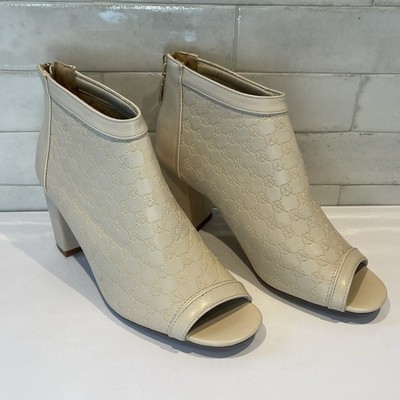 CXL by Christian Lacroix Peep Toe Ankle Boots NWOB Off White Size 9