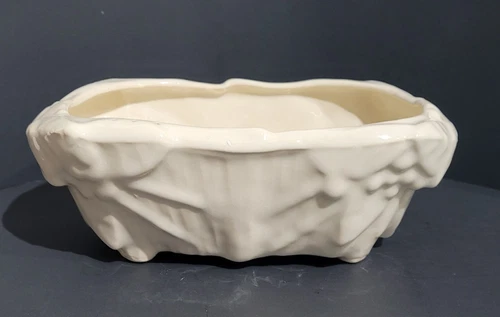 Vintage Mccoy Matte White Planter, Leaves and Berries Rectangle Planter