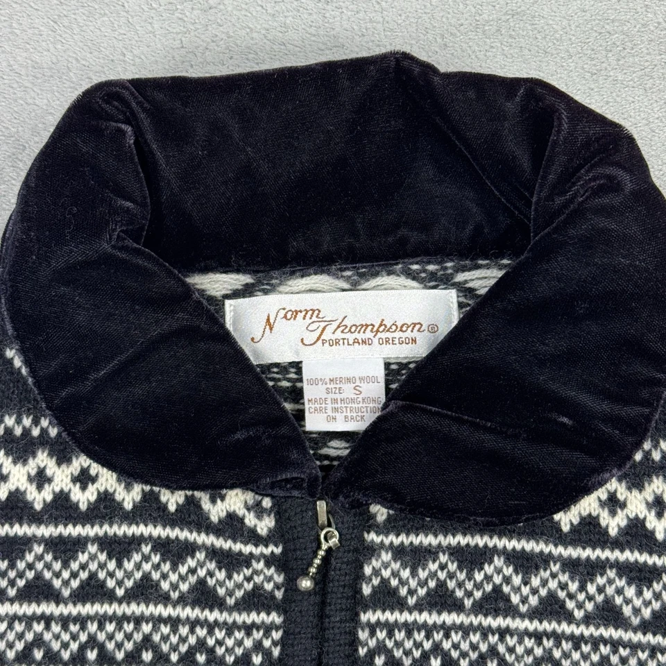 Cárdigan de punto de lana merino Norm Thompson de colección chaqueta nórdica con cremallera completa Cottage S Foto 3 de 4