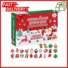 2025 Christmas Advent Calendar Straw Toppers - 24 Days of Festive Surprises