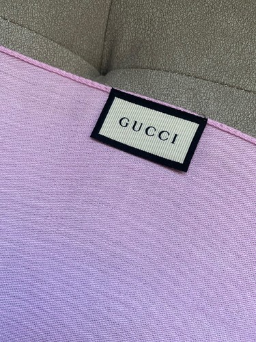 NWT Gucci GG Logo Printed Wool & Silk Blend Rose Pink Scarf - Picture 6 of 9