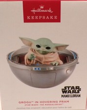 HALLMARK KEEPSAKE ORNAMENT STAR WARS MANDALORIAN GROGU IN HOVERING PRAM MAGIC