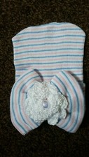 Brand New Baby Girls Hospital Bow Hat Newborn Cotton Pink Blue Stripe
