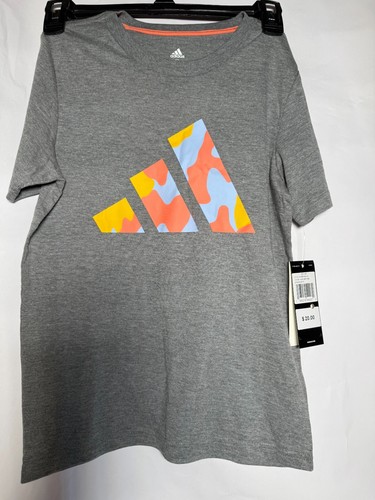 Adidas Boys' Logo T-shirt Charcoal Gray Small (8) Char grey 063 AA7688 AH23 JC - Picture 3 of 5