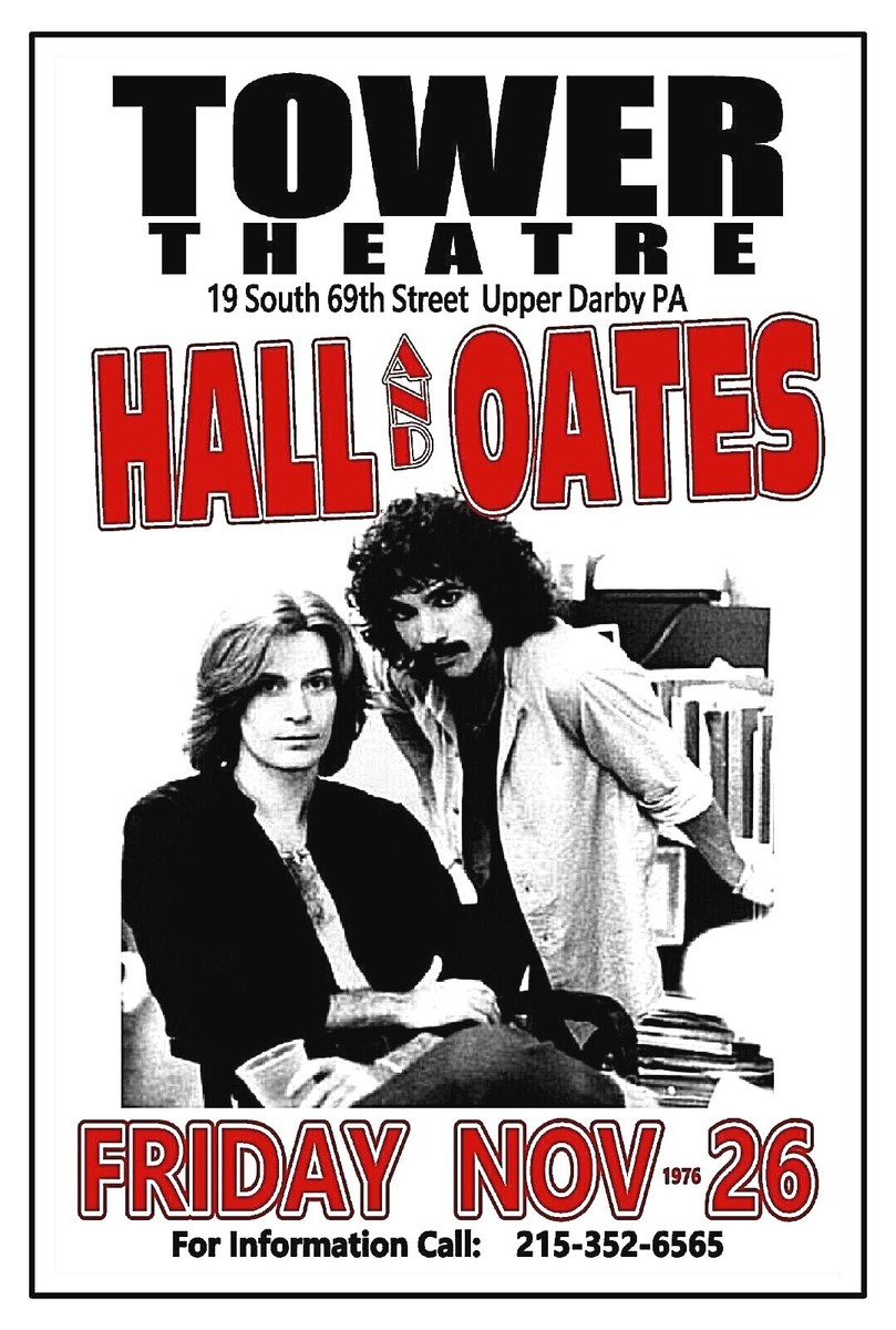 ホール&オーツ　ポスター HALL & OATES 1976 Concert Gig Poster TOWER THEATRE Upper Darby PA