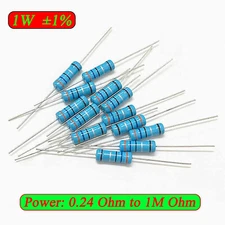 1W Metal Film Resistor ±1% Full Range of Values 0.24 Ohm to 1M Ohm(0.24Ω-1MΩ)