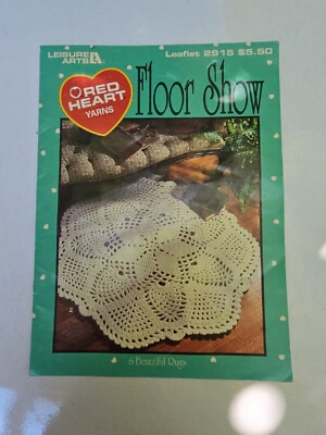 Floor Show 6 Lacy Doily Throw Rugs Crochet Pattern Book Pineapples Floral 36-52''