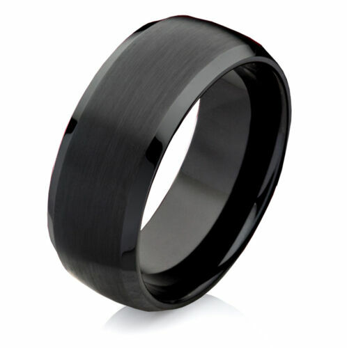 Wolfram Ring Herren 8 Mm – Schwarz Mit Kohlefaser, Keltisches Drachen-Design, Größe 54-67