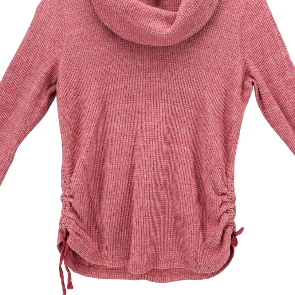 J. JILL Coral Rosa Rojo Tejido Gofre Top Capucha Cuello Lados Acanalados PEQUEÑO PEQUEÑO Foto 2 de 4