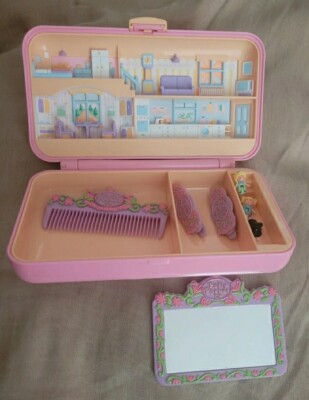 Vintage Bluebird Polly Pocket Pretty Hair Play Set Rare Comb Clips mirror 100%