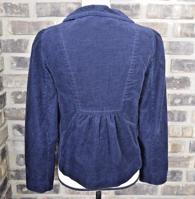 J. Crew Women's Corduroy Blazer Jacket Coat Navy Blue Size 2 Casual