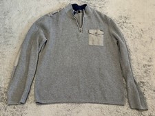 Express 1/4 Zip Sweater Mens Large Gray Ribbed Long Sleeve Waffle Knit Thermal