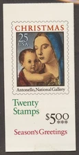 US Stamp Booklet,  Scott # BK 180, Plate 1 Mint NH Madonna & Child