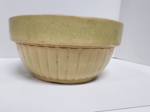 Antique Large Primitive Yellow Ware Mixing Bowl Crock Ridged 10.75” W X 5" T - Picture 19 of 24