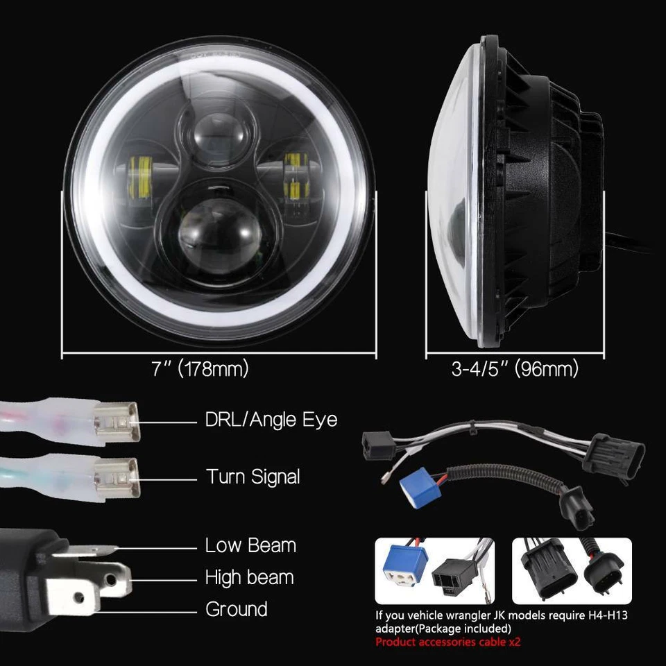 Faro LED clásico de 7" para Yamaha V-Star XVS 650 950 1100 + luces de paso de 4,5" Foto 3 de 4