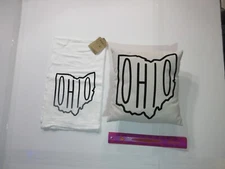 State of Ohio 9" Decorative Pillow and a Sack Cotton Tea towel both made in Ohio