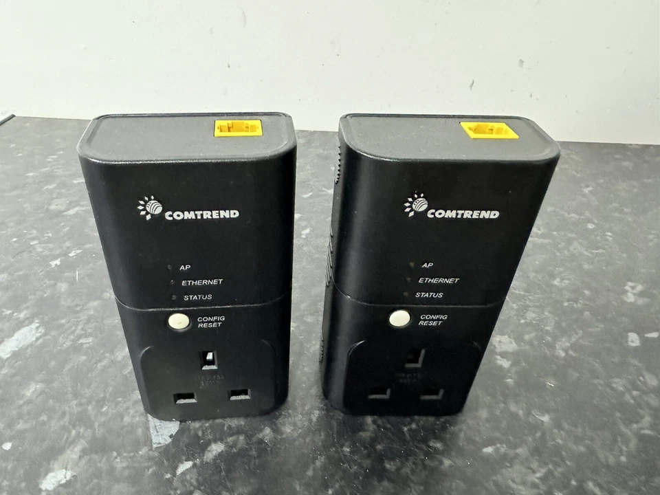 Pair of Comtrend Powerline Ethernet Adapters PowerGrid 9020 X 2 Black BS1363 - Image 2 of 4