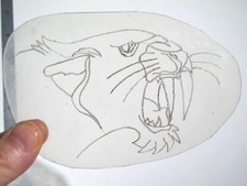 vtg 1960s 1970s Tattoo Flash acetate stencil Sabertooth Tiger Head LT2