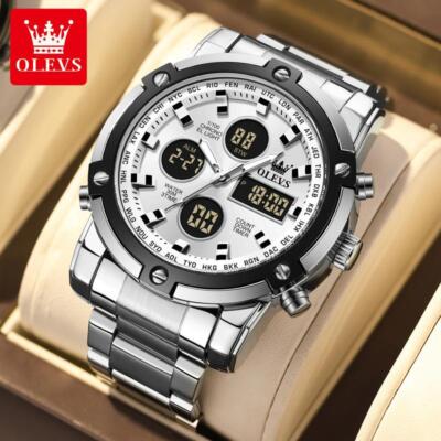 Herren Herrenuhr Multifunktion Chronograph Analog & Digital Quarz Armbanduhr