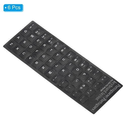 Portuguese Keyboard Stickers Cover Frosted Black Background White Lettering 6pcs - Picture 3 of 5