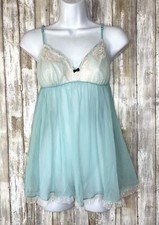 Cute Victoria  s Secret Medium Sheer Lingerie Nightie Aqua With Lace