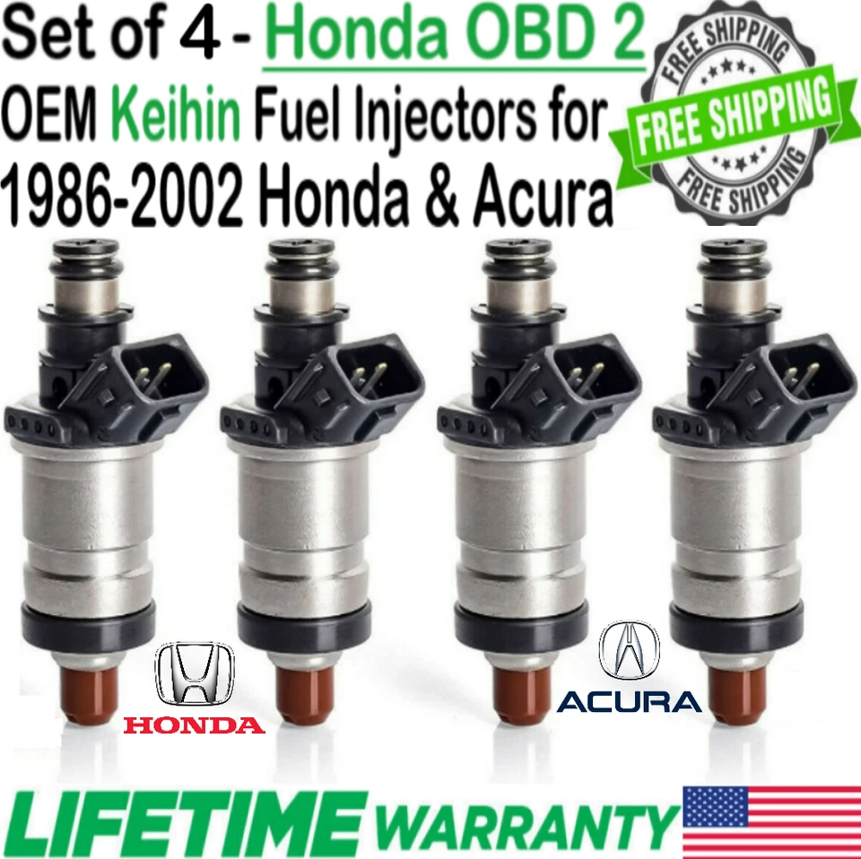 Keihin Genuine 4Pcs HP Upgrade Fuel Injectors for 1986-1989 Honda Accord 2.0L I4 — 第 2/4 张图片