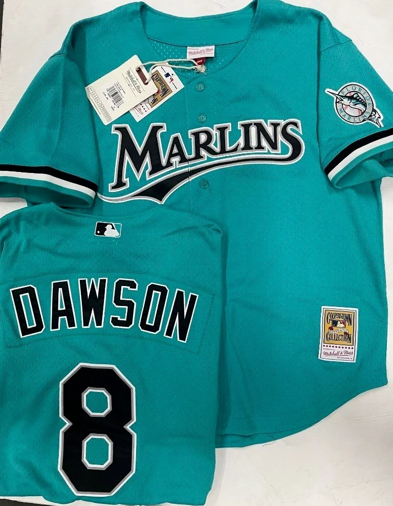 MITCHELL NESS Florida Marlins Andre Dawson Jersey Teal Men New