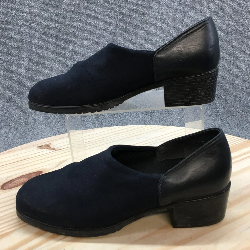 Zapatos de salón Munro Americanos para mujer 7,5 W mocasines de cuero azul tacones en bloque informales Foto 2 de 4