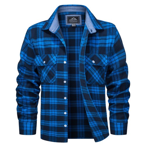 Camisa de franela a cuadros ligera informal de algodón manga larga primavera otoño para hombre - Imagen 26 de 73