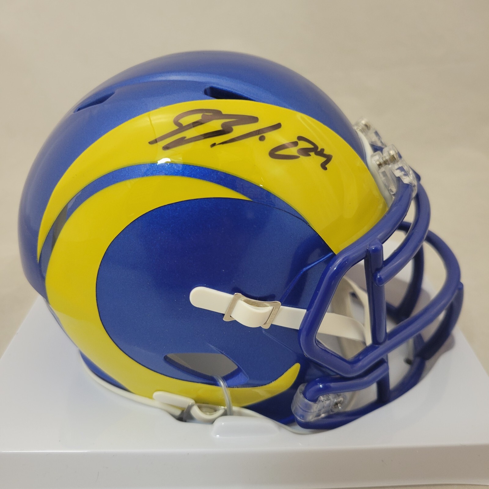 BLAKE CORUM SIGNED LOS ANGELES RAMS SPEED MINI HELMET BECKETT QR 