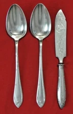 Lot Vtg. Art Krupp Berndorf Silverplate 10.5" Serving Spoons & 10" Cake Knife