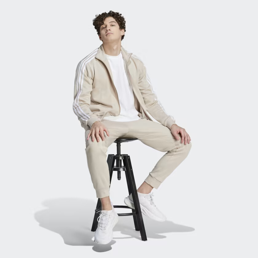 adidas Men's Basics 3-Stripes Fleece Track Suit (Jacket & Pant