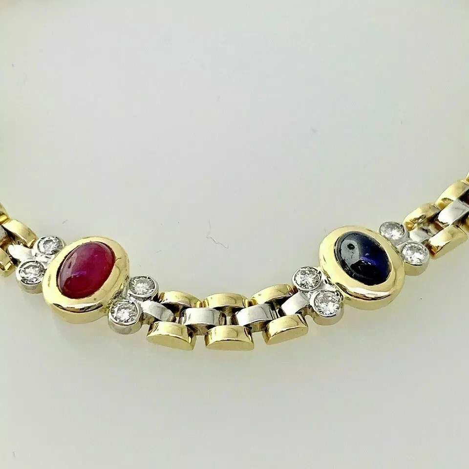 8CT Oval Lab Created Multi Stone Women's Tennis Bracelet 14K Yellow Gold Plated - Image 4 of 4