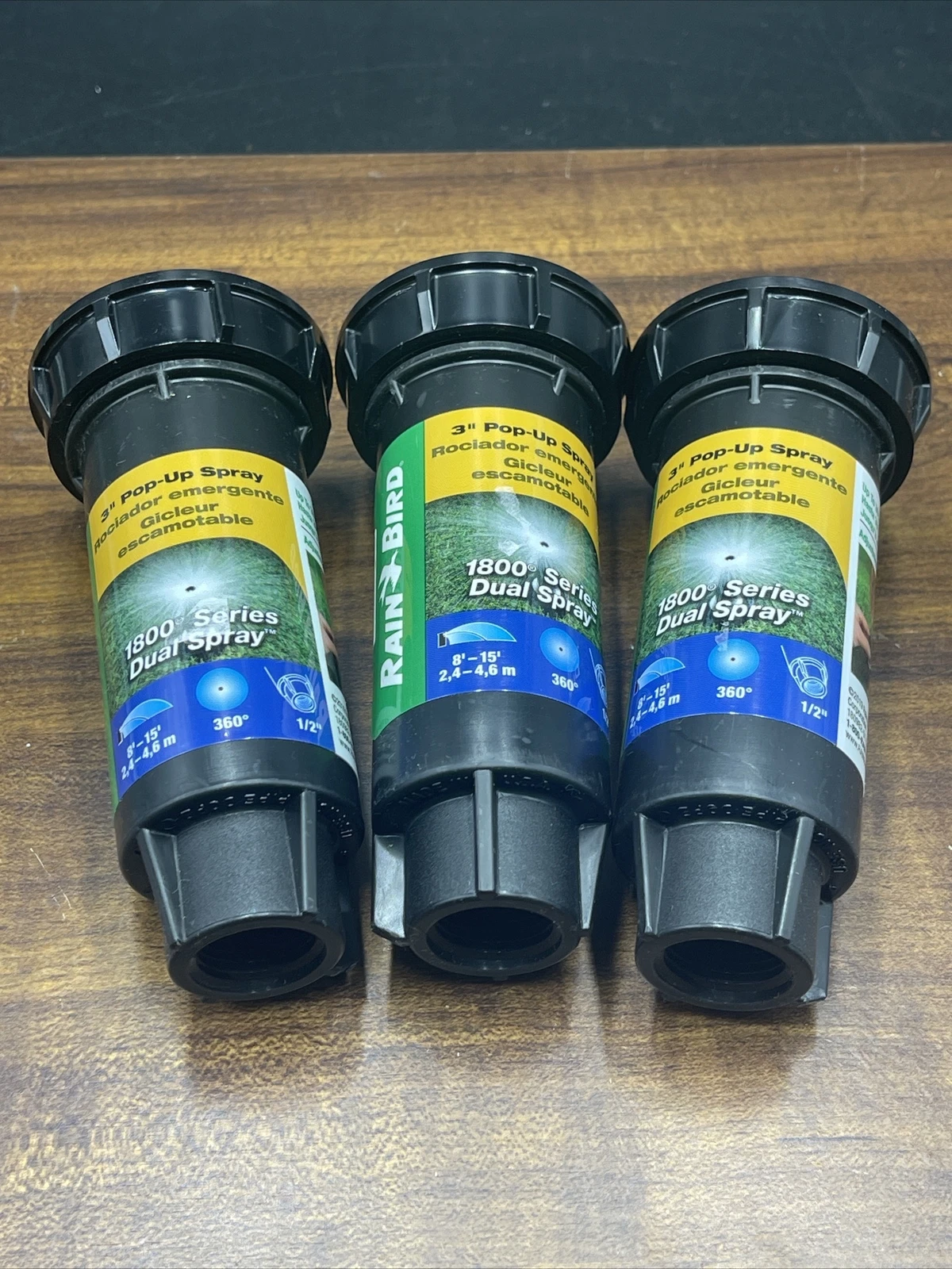 Rain Bird 1803DSF 3” Pop-Up Dual Spray Full Circle Sprinkler 8’-15’ Lot Of 3