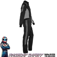 K1 RaceGear Challenger Racing Suit Kid's and Adult Sizes SFI 3.2A/1 Black/Gray