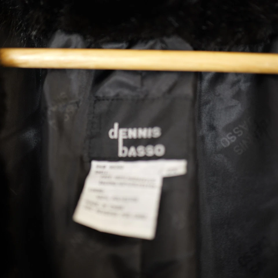 Abrigo de piel sintética Dennis Basso para mujer 2XL negro marrón largo medio botón chaqueta felpa Foto 2 de 4