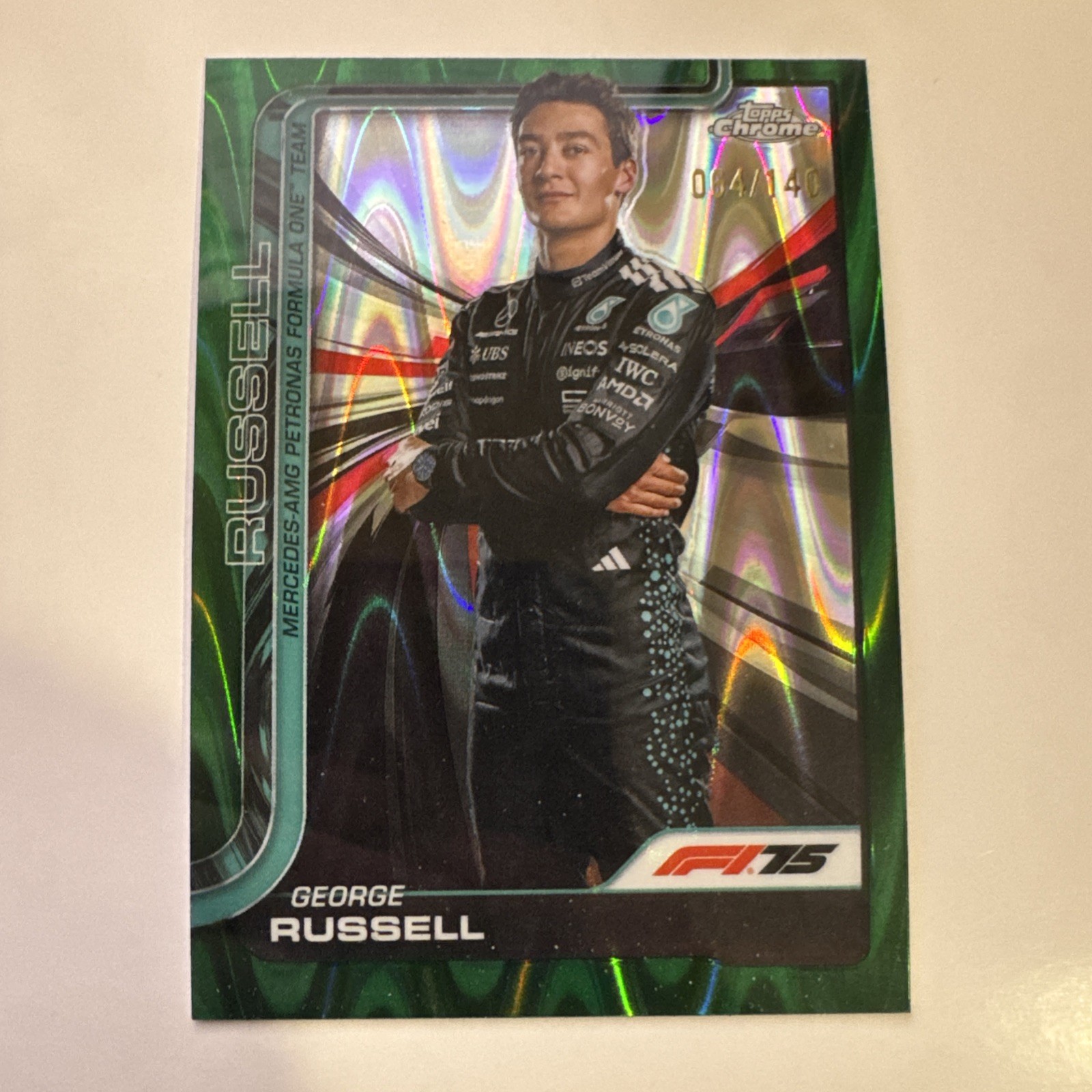 2025 Topps Chrome F1 George Russell Forest Green RayWave /140 #7
