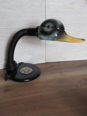 VTG Tested Mallard Duck Head Gooseneck Ceramic Lamp Desk Light