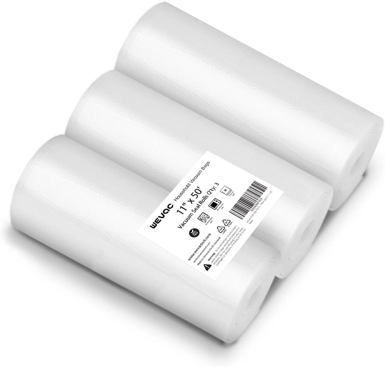 [2024 New] 11" x 50' 3 Rolls, Vacuum Sealer 11 x 50' (3 Packs), clear