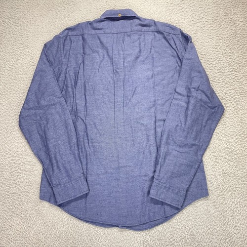 J Crew Men Denim Chambray Button Down Shirt Large Slim Fit Western Cotton Pocket - Picture 3 of 13