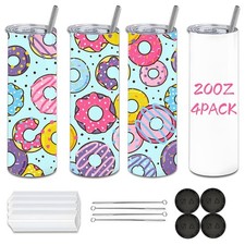 4 Pack Sublimation Tumblers with Lids and Straws Bulk, 20oz sublimation Tumbl...