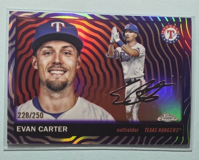 2025 Topps Chrome Platinum EVAN CARTER #198 Vibrations Refractor /250 RANGERS 