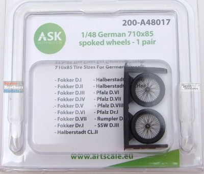 ASKA48017 1:48 ASK/Art Scale German Aircraft 710x85 Spoked Wheels Set
