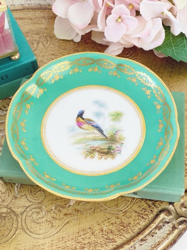 Antique Coalport John Randall handpainted trio teacup coffee cup saucer, birds A - Picture 13 of 15