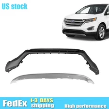 Chrome+Plastic Front Lower Bumper Cover Deflector Valance For 2015-18 Ford Edge