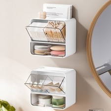 Space-Saving Plastic Storage Drawer Wall-Mounted Organizer for Bathroom Use