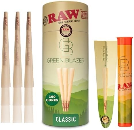 Raw Cones King Size Classic Rolling Papers & Tips, 100 Pack