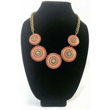 Charming Charlie Necklace Two-Toned Orange Circles Acrylic 20 Inches