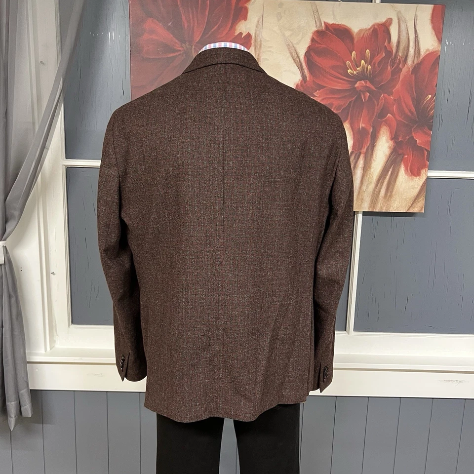 Michael Kors Sport пальто Blazer куртка мужская 48R шерсти красный и серый чек фланель - Изображение 3 из 4