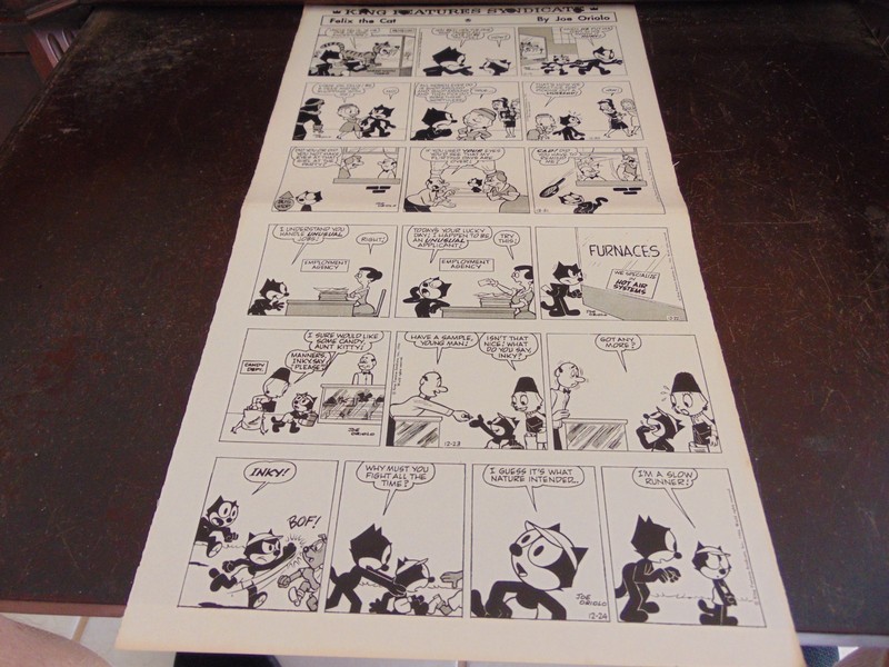 1960'S Felix The Cat by Joe Oriolo Comic Strips 15 3/4"X8 1/2" Size